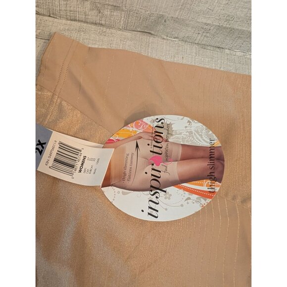 Inspirations Everyday Control High Shimmer Firm Shaping Shorts 2X Womens Beige - Picture 3 of 6